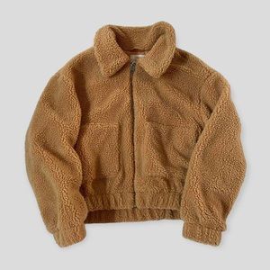 URBAN OUTFITTERS BROWN/BURNT ORANGE FLUFFY TEDDY BOMBER JACKET M